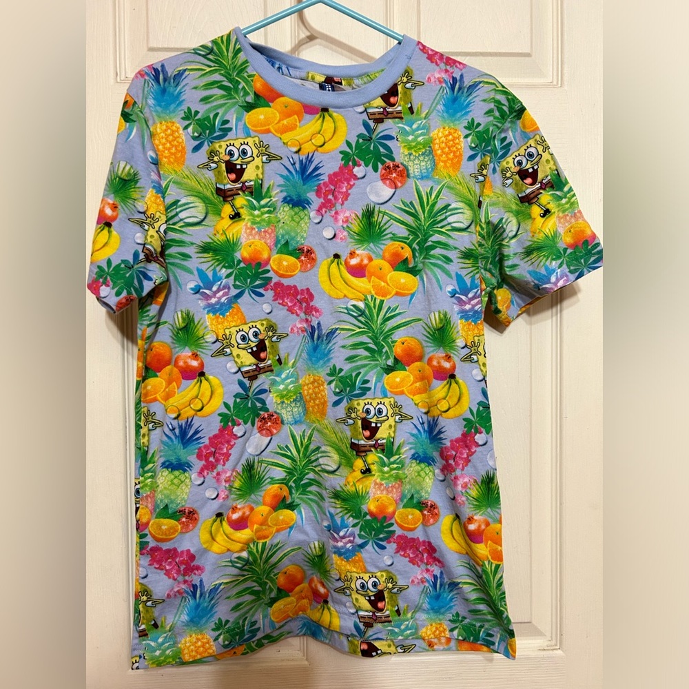Spongebob Squarepants Allover Print Shirt with Fruits S